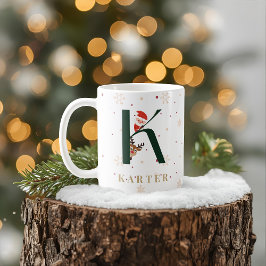Personalized Christmas Monogram K Mug コーヒーマグカップ