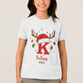 Personalized Christmas Monogram K Santa Hat トライブレンドＴシャツ (正面)