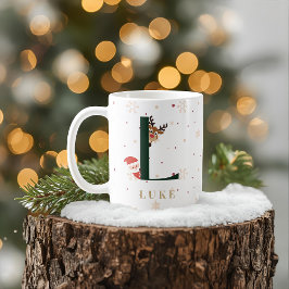 Personalized Christmas Monogram L Mug コーヒーマグカップ