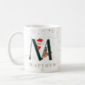 Personalized Christmas Monogram M Mug コーヒーマグカップ (左)