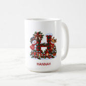 Personalized Christmas Monogram Mug Snowman Reinde コーヒーマグカップ (正面右)