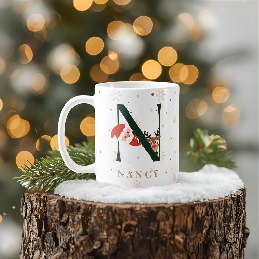 Personalized Christmas Monogram N Mug コーヒーマグカップ