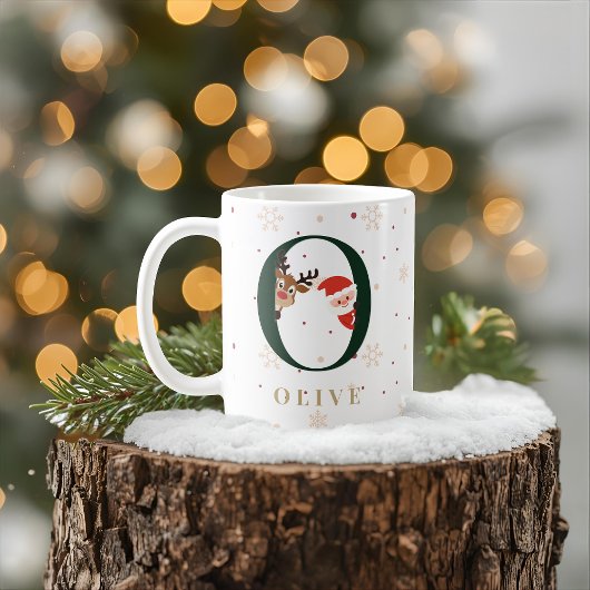 Personalized Christmas Monogram O Mug コーヒーマグカップ