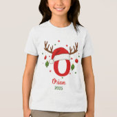 Personalized Christmas Monogram O Santa Hat トライブレンドＴシャツ (正面)