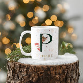 Personalized Christmas Monogram P Mug コーヒーマグカップ