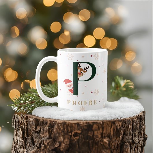 Personalized Christmas Monogram P Mug コーヒーマグカップ