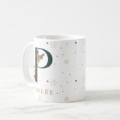Personalized Christmas Monogram P Mug コーヒーマグカップ (正面左)