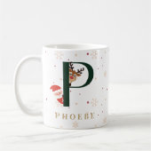 Personalized Christmas Monogram P Mug コーヒーマグカップ (左)