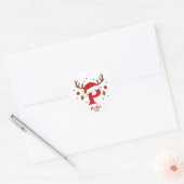 Personalized Christmas Monogram P Santa Hat ラウンドシール (封筒)