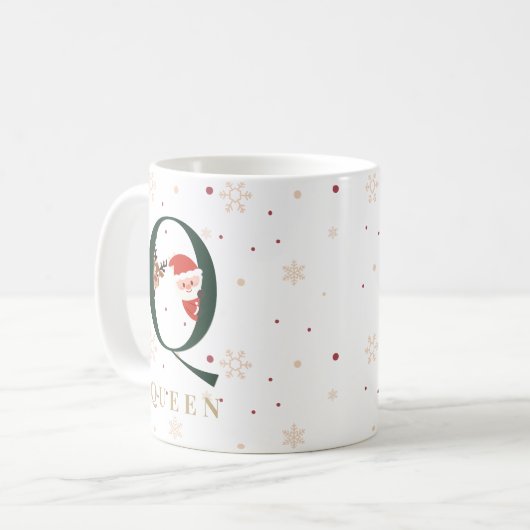 Personalized Christmas Monogram Q Mug コーヒーマグカップ (正面左)