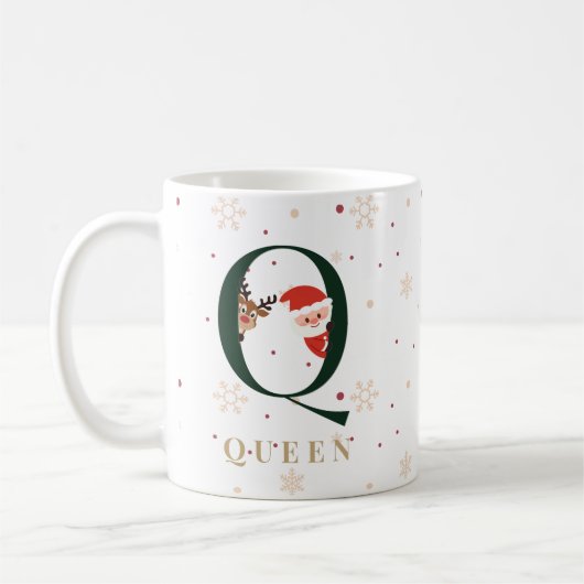 Personalized Christmas Monogram Q Mug コーヒーマグカップ (左)