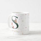 Personalized Christmas Monogram S Mug コーヒーマグカップ (正面左)