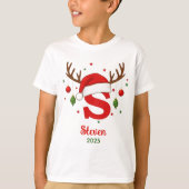 Personalized Christmas Monogram S Santa Hat Tシャツ (正面)
