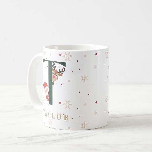 Personalized Christmas Monogram T Mug コーヒーマグカップ (正面左)
