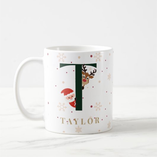 Personalized Christmas Monogram T Mug コーヒーマグカップ (左)
