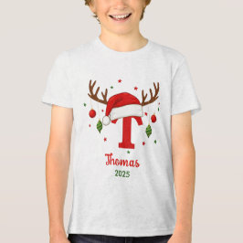 Personalized Christmas Monogram T Santa Hat トライブレンドＴシャツ