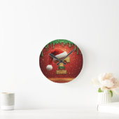 Personalized Christmas Monogram T with Santa Hat ラウンド壁時計 (ホーム)