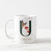 Personalized Christmas Monogram U Mug コーヒーマグカップ (左)