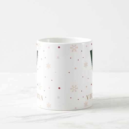 Personalized Christmas Monogram V Mug コーヒーマグカップ (中央)