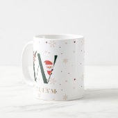 Personalized Christmas Monogram W Mug コーヒーマグカップ (正面左)