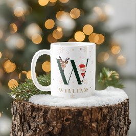 Personalized Christmas Monogram W Mug コーヒーマグカップ