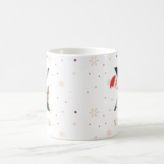 Personalized Christmas Monogram X Mug コーヒーマグカップ (中央)