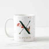 Personalized Christmas Monogram X Mug コーヒーマグカップ (左)