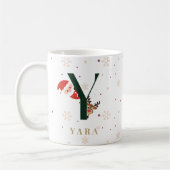 Personalized Christmas Monogram Y Mug コーヒーマグカップ (左)
