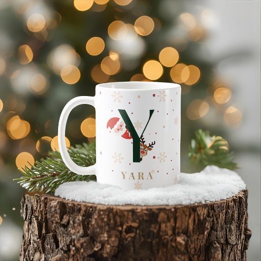 Personalized Christmas Monogram Y Mug コーヒーマグカップ