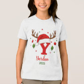 Personalized Christmas Monogram Y Santa Hat トライブレンドTシャツ (正面)