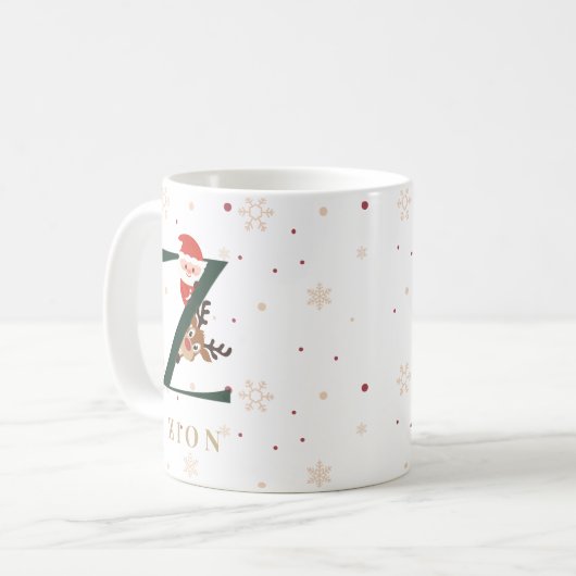 Personalized Christmas Monogram Z Mug コーヒーマグカップ (正面左)