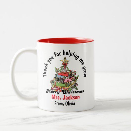 Personalized Christmas Mug for Teacher  ツートーンマグカップ (左)