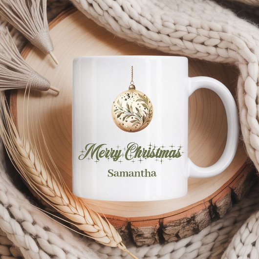 Personalized Christmas Mug Nordic Script Name コーヒーマグカップ