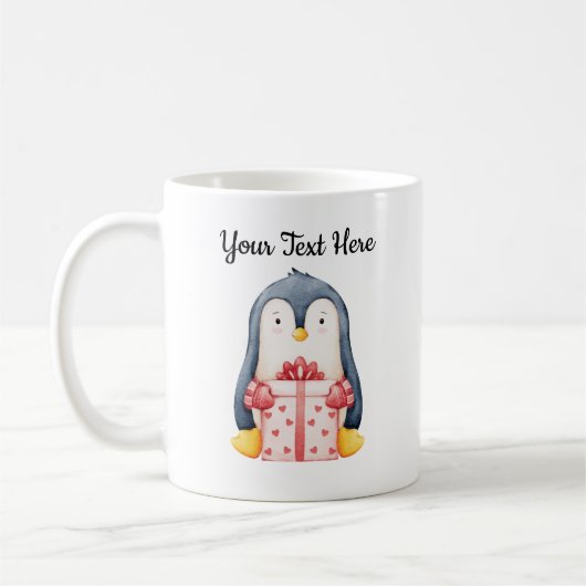 Personalized Christmas Mug With A Cute Penguin コーヒーマグカップ (左)