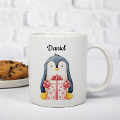 Personalized Christmas Mug With A Cute Penguin  コーヒーマグカップ