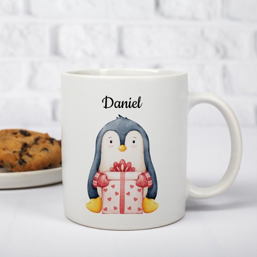 Personalized Christmas Mug With A Cute Penguin  コーヒーマグカップ