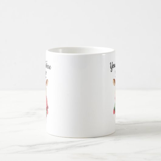 Personalized Christmas Mug With A Cute Reindeer コーヒーマグカップ (中央)