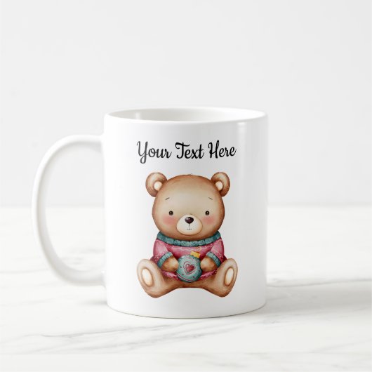 Personalized Christmas Mug With A Cute Teddy Bear コーヒーマグカップ (左)