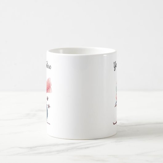 Personalized Christmas Mug With A Skiing Penguin コーヒーマグカップ (中央)