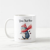 Personalized Christmas Mug With A Skiing Penguin コーヒーマグカップ (左)