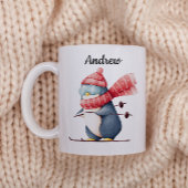 Personalized Christmas Mug With A Skiing Penguin コーヒーマグカップ