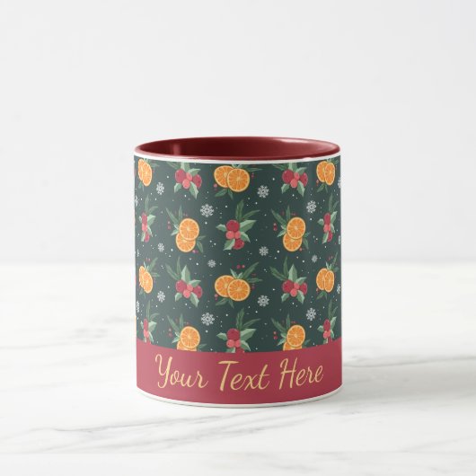 Personalized Christmas Mug with Oranges and Holly マグカップ (中央)