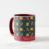 Personalized Christmas Mug with Oranges and Holly マグカップ (正面左)