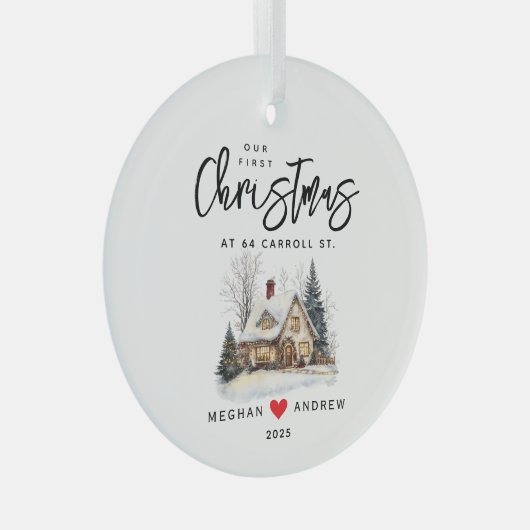 Personalized Christmas New Home ガラスオーナメント (正面右)