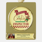 Personalized Christmas Ornament - Cookie Inspector ゴールドプレートバナーオーナメント (正面)