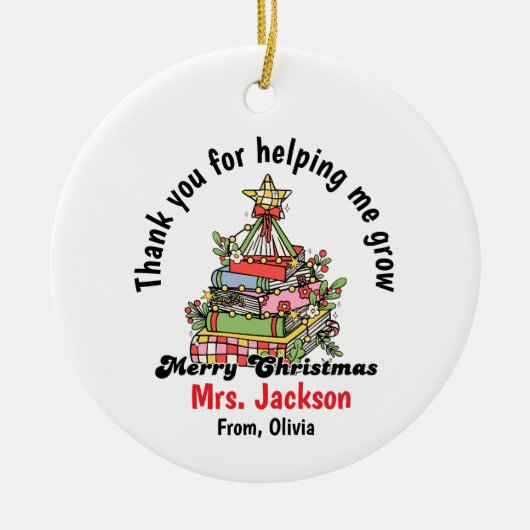 Personalized Christmas Ornament for Teacher セラミックオーナメント (正面)