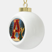 Personalized Christmas Ornament – Letter A Ceramic セラミックボールオーナメント (右)