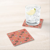 Personalized Christmas Pattern Coaster Set スクエアペーパーコースター (インサイチュ)