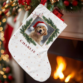 Personalized Christmas Pet Photo – Holiday ラージクリスマスストッキング