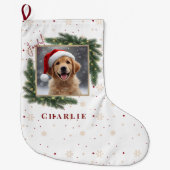 Personalized Christmas Pet Photo – Holiday ラージクリスマスストッキング (正面)